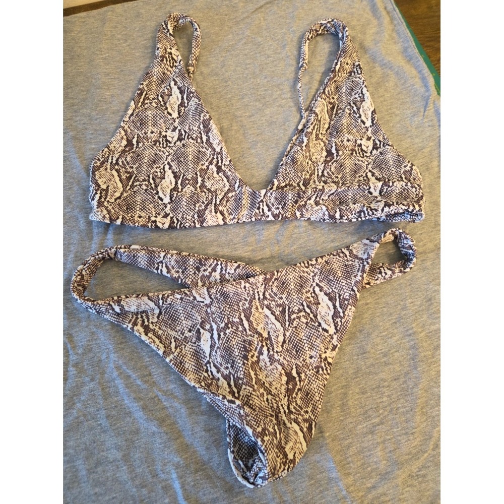 Ark Swimwear Womens Two-Piece Swimwear Bikini‎ Set Snake Print M Top & XS Bottom